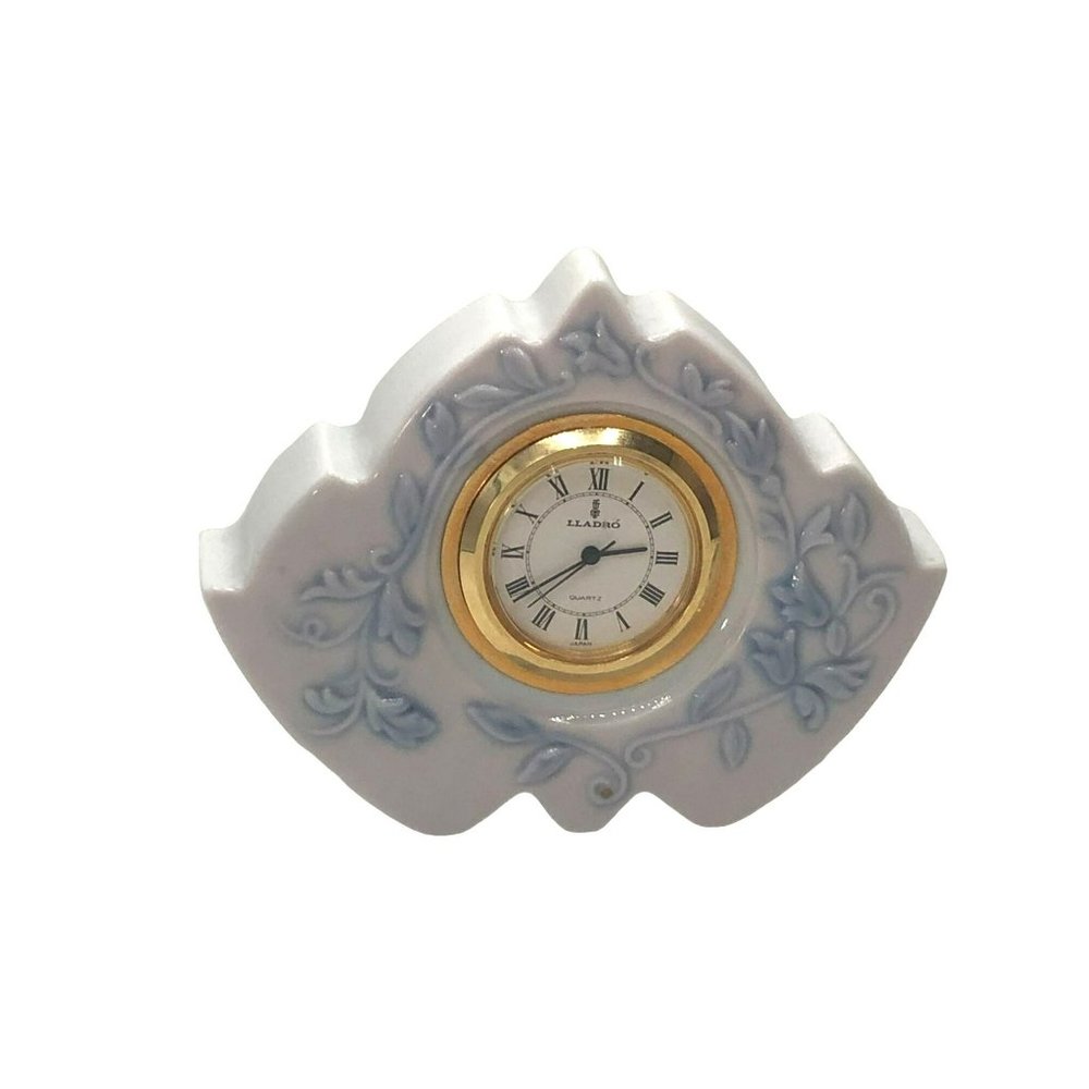 Lladro Blue and Gold Floral Clock